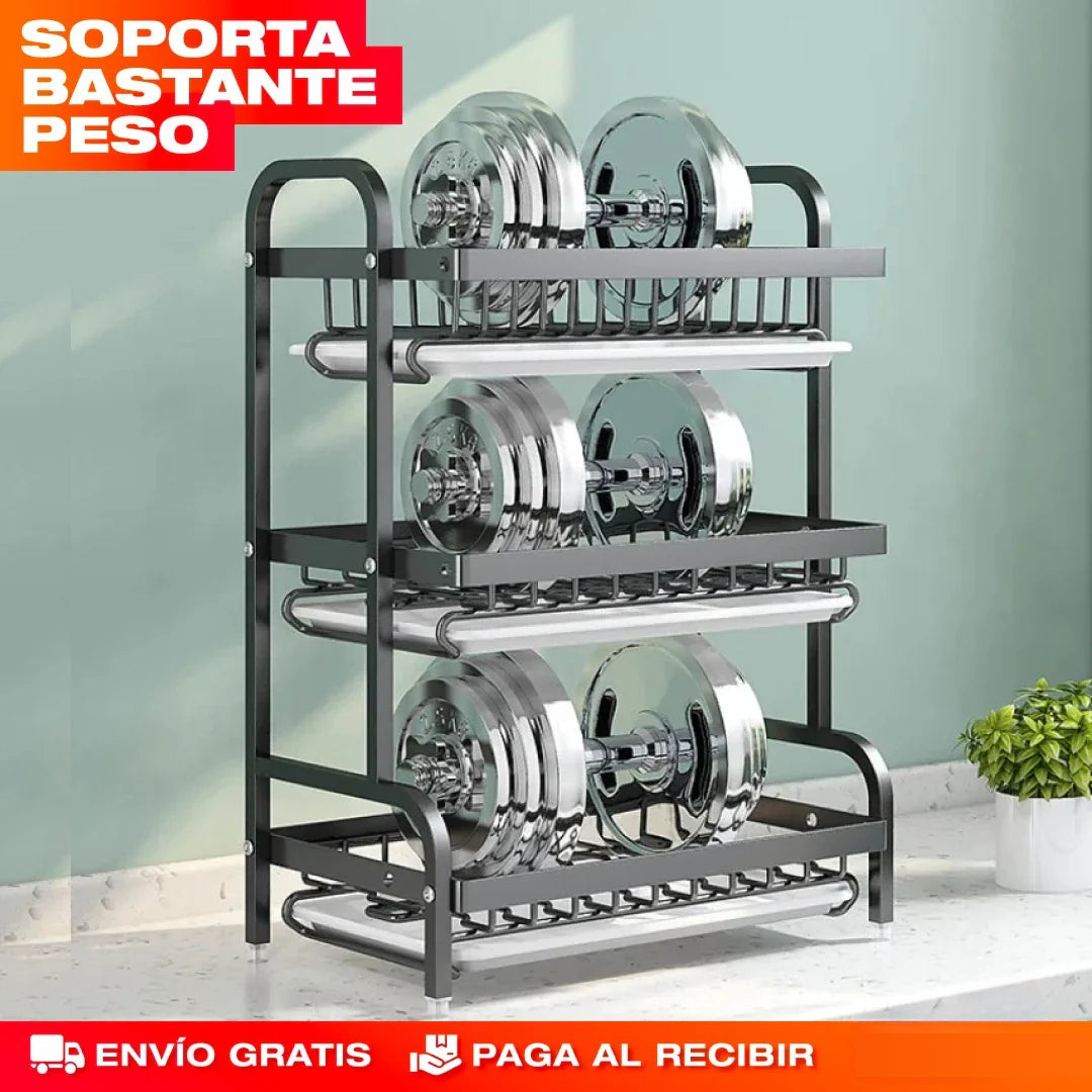 Organizador de Platos y Utensilios 3 Niveles – Eficiencia y Elegancia