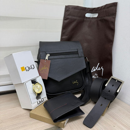 Combo Lancelot Velez™ – Bolsa + Cartera + Correa + ¡Reloj Q&Q de obsequio!