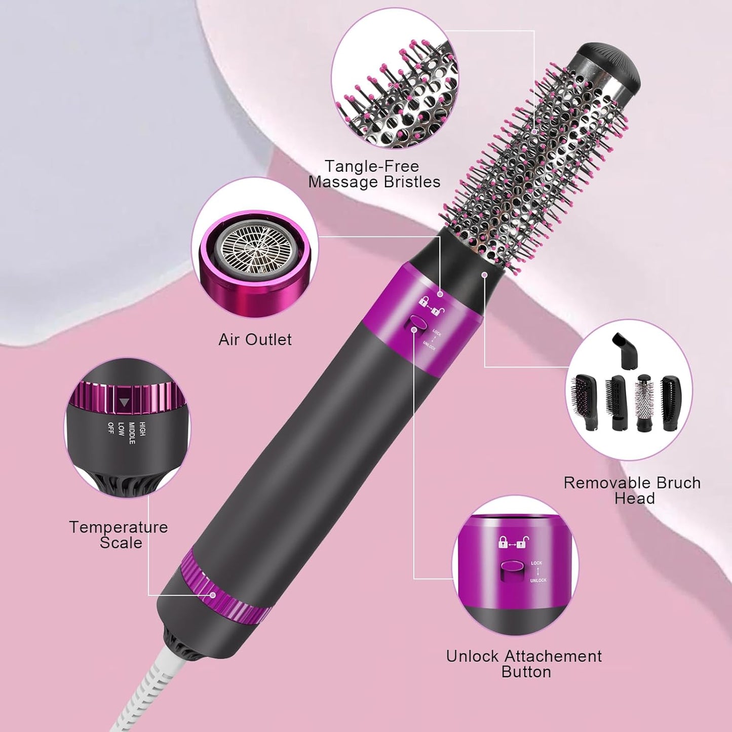 BrilloTouch™ Cepillo Secador De Pelo 5 En 1 - [PROMOCIÓN DISPONIBLE SOLO HOY]