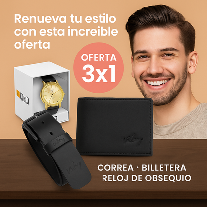 Velez™ 3x1 Elegancia – Cinturón y billetera con reloj de regalo