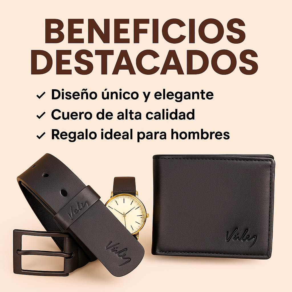 Velez™ 3x1 Elegancia – Cinturón y billetera con reloj de regalo