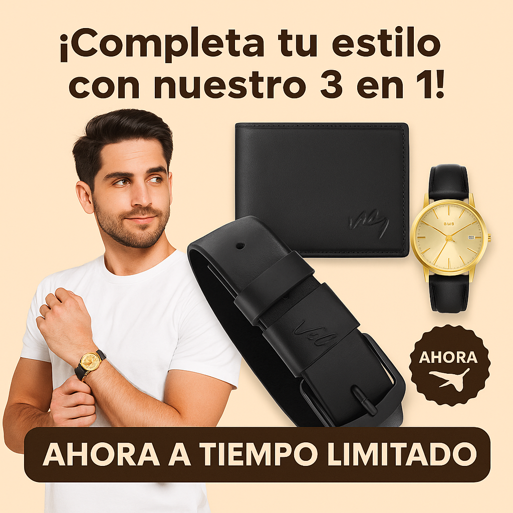 Velez™ 3x1 Elegancia – Cinturón y billetera con reloj de regalo