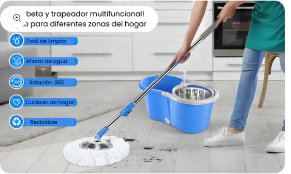 SpinMop™ - Trapero Giratorio Magico Con Balde 360° -  [PROMOCIÓN DISPONIBLE SOLO HOY]